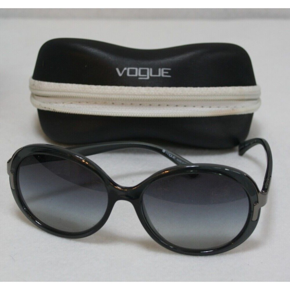 Vogue Womens Black Lens and Frame Oversized Round Sunglasses with Case